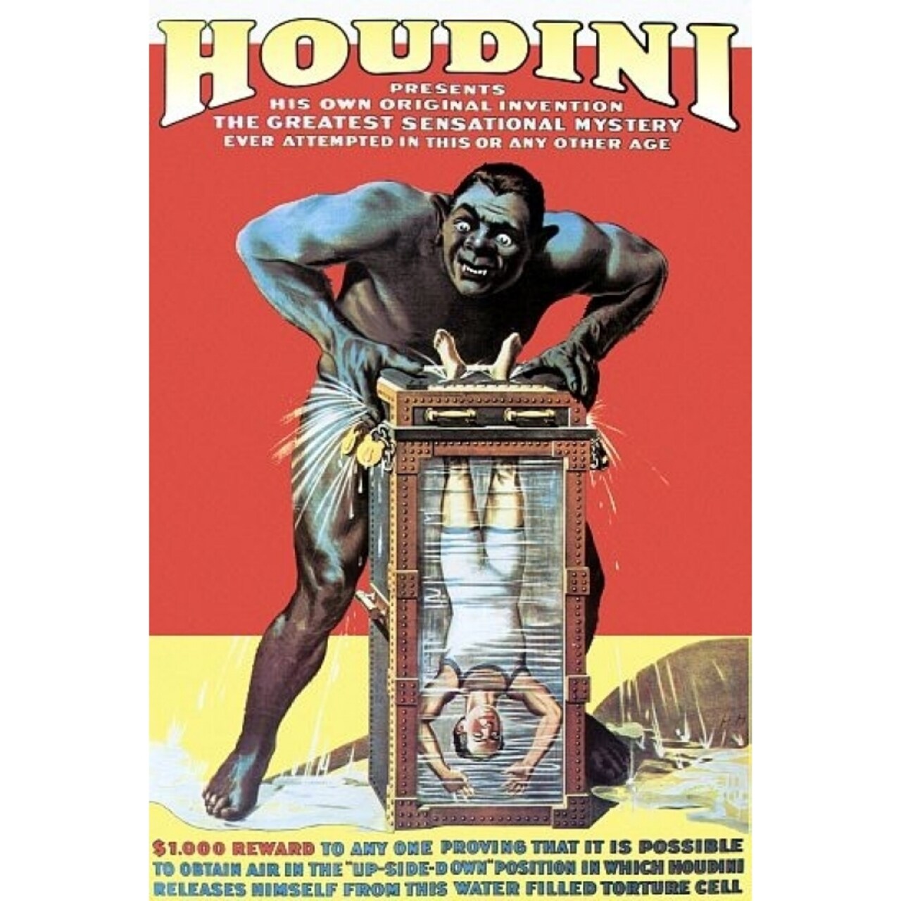 Houdini In The Water Torture Cell Magic Poster Print (36 X 54)